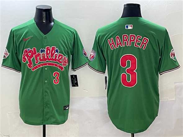 Men%27s Philadelphia Phillies #3 Bryce Harper Green Phanatic Limited Stitched Jersey->philadelphia phillies->MLB Jersey